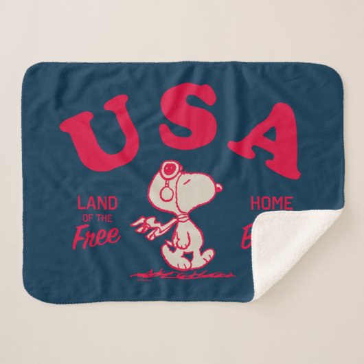pinda's | Snoopy USA Land of the Free Sherpa Deken (Voorkant (horizontaal))