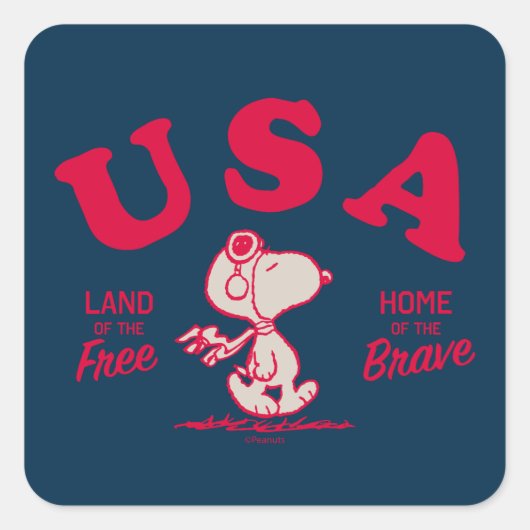 pinda's | Snoopy USA Land of the Free Vierkante Sticker (Voorkant)