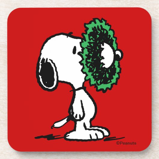pinda's | Snoopy voor de Feestdagen Bier Onderzetter (Voorkant)