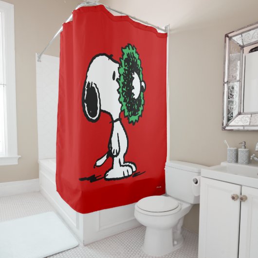 pinda's | Snoopy voor de Feestdagen Douchegordijn (In situ)