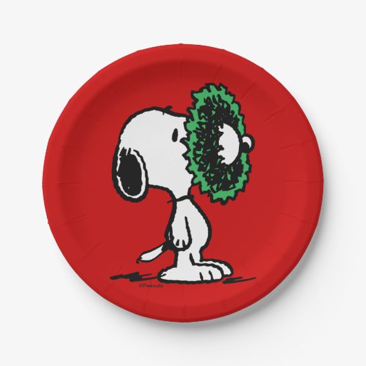 pinda's | Snoopy voor de Feestdagen Papieren Bordje (Voorkant)
