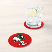 pinda's | Snoopy voor de Feestdagen Ronde Kartonnen Onderzetter (Insitu)