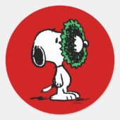 pinda's | Snoopy voor de Feestdagen Ronde Sticker (Voorkant)