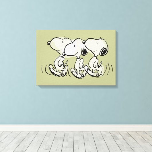pinda's | Snoopy Walking Tall Canvas Afdruk (Insitu (Houten vloer))