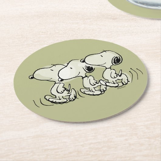 pinda's | Snoopy Walking Tall Ronde Kartonnen Onderzetter (Gebogen)