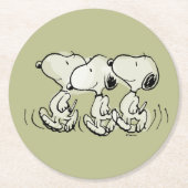 pinda's | Snoopy Walking Tall Ronde Kartonnen Onderzetter (Voorkant)
