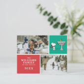 Pinda's | Snoopy & Woodstock Bevroren Vogeldrinkba Feestdagenkaart (Staand voorkant)