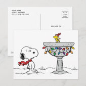 Pinda's | Snoopy & Woodstock Bevroren Vogeldrinkba Feestdagenkaart (Voorkant / Achterkant)