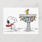 Pinda's | Snoopy & Woodstock Bevroren Vogeldrinkba Feestdagenkaart (Voorkant)