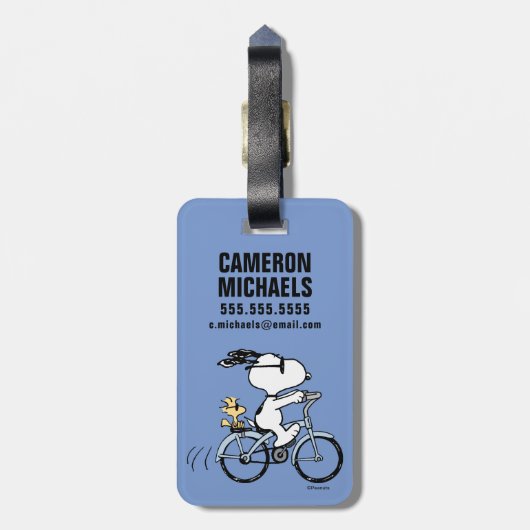 pinda's | Snoopy & Woodstock Bicycle Bagagelabel (Achterkant verticaal)