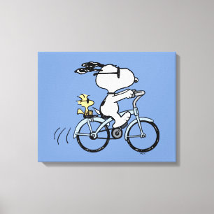 pinda's   Snoopy & Woodstock Bicycle Canvas Afdruk