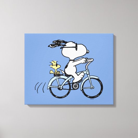 pinda's | Snoopy & Woodstock Bicycle Canvas Afdruk (Voorkant)