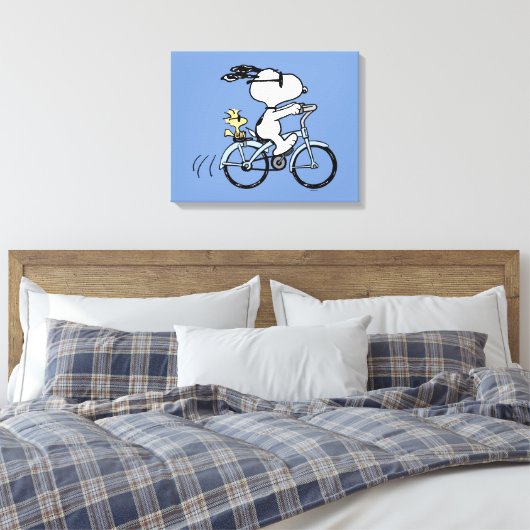 pinda's | Snoopy & Woodstock Bicycle Canvas Afdruk (Insitu (Slaapkamer))