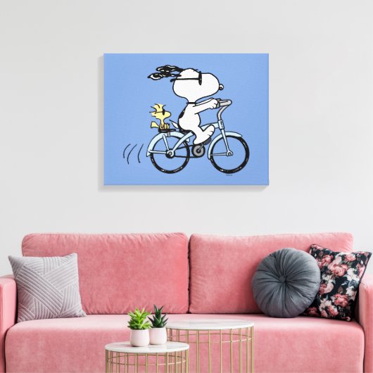 pinda's | Snoopy & Woodstock Bicycle Canvas Afdruk (Insitu (Woonkamer))