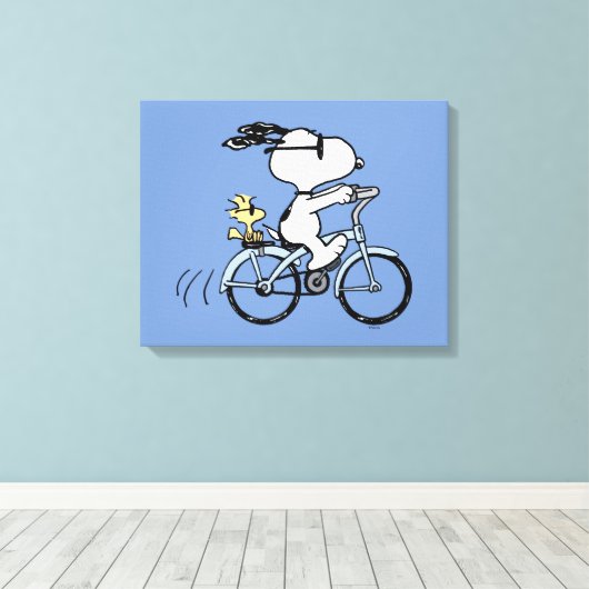 pinda's | Snoopy & Woodstock Bicycle Canvas Afdruk (Insitu (Houten vloer))