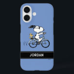 pinda's | Snoopy & Woodstock Bicycle iPhone 16 Hoesje<br><div class="desc">Bekijk dit geweldige Peanuts-ontwerp met Snoopy en Woodstock.</div>