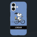 pinda's | Snoopy & Woodstock Bicycle iPhone 16 Hoesje<br><div class="desc">Bekijk dit geweldige Peanuts-ontwerp met Snoopy en Woodstock.</div>