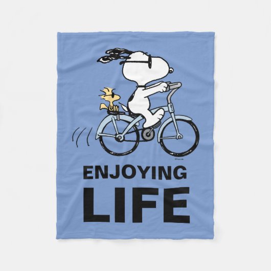 pinda's | Snoopy & Woodstock Bicycle Fleece Deken (Voorkant)