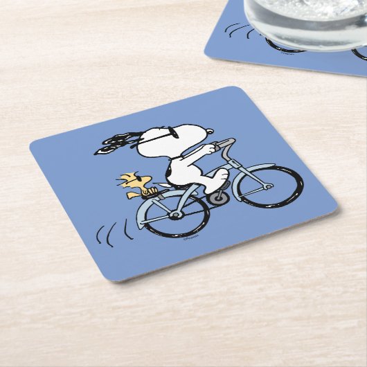 pinda's | Snoopy & Woodstock Bicycle Kartonnen Onderzetters (Schuin)