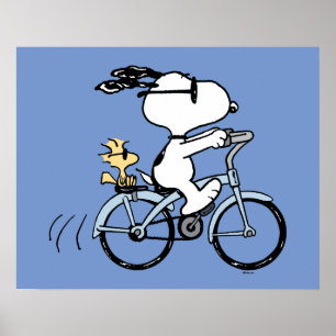 pinda's Snoopy & Woodstock Bicycle Poster