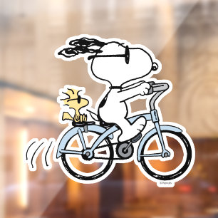 pinda's   Snoopy & Woodstock Bicycle Raamsticker