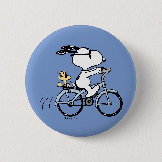 pinda's | Snoopy & Woodstock Bicycle Ronde Button 5,7 Cm (Voorkant)