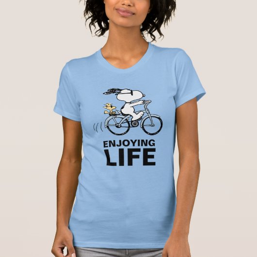 pinda's | Snoopy & Woodstock Bicycle T-shirt (Voorkant)