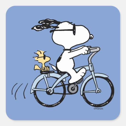 pinda's | Snoopy & Woodstock Bicycle Vierkante Sticker (Voorkant)