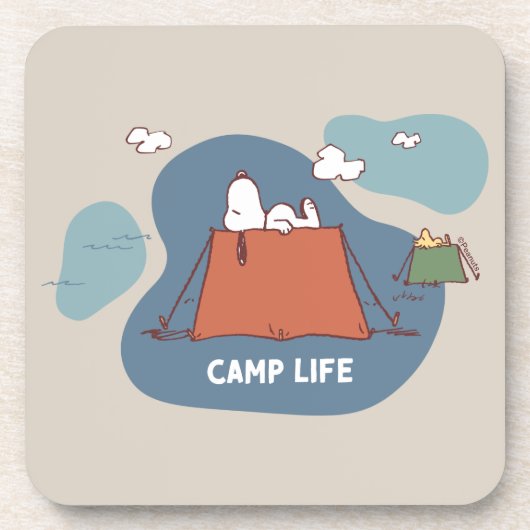 pinda's | Snoopy & Woodstock Camp Life Bier Onderzetter (Voorkant)