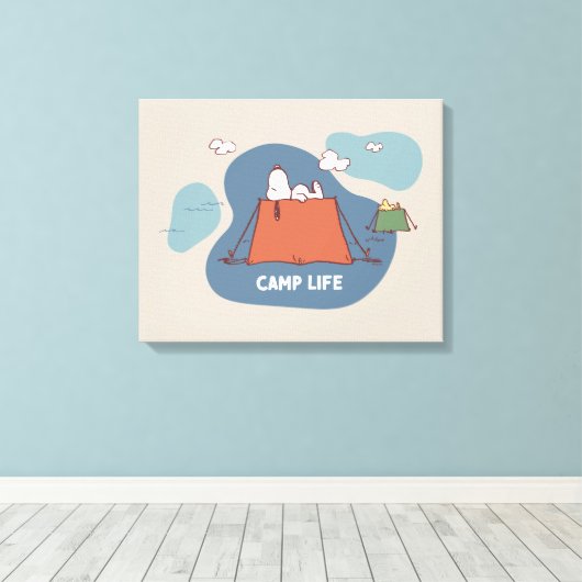 pinda's | Snoopy & Woodstock Camp Life Canvas Afdruk (Insitu (Houten vloer))