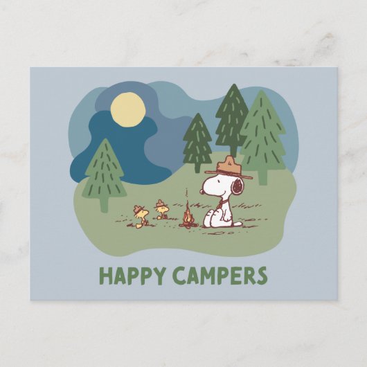 pinda's | Snoopy & Woodstock Camp Site Briefkaart (Voorkant)
