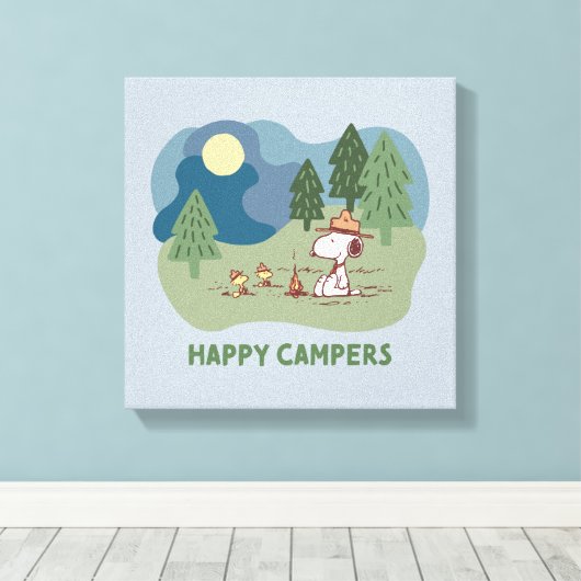 pinda's | Snoopy & Woodstock Camp Site Canvas Afdruk (Insitu (Houten vloer))