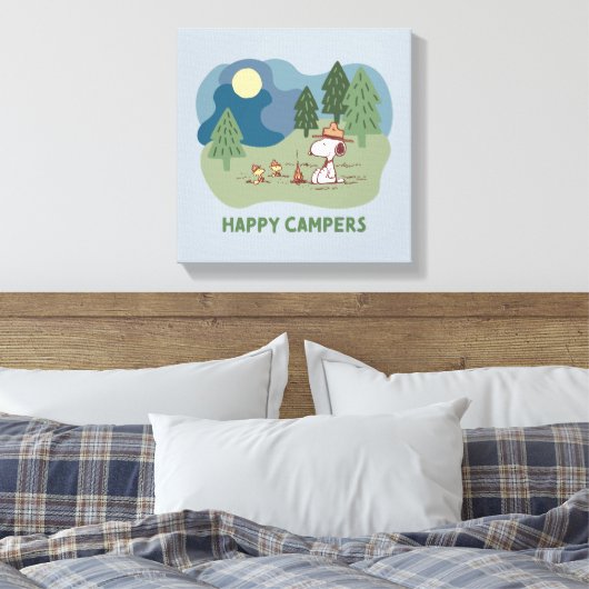 pinda's | Snoopy & Woodstock Camp Site Canvas Afdruk (Insitu (Slaapkamer))