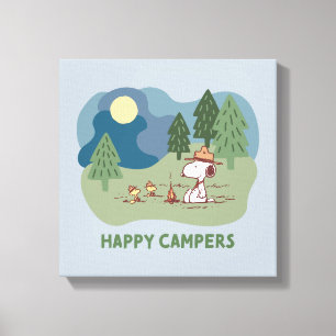 pinda's   Snoopy & Woodstock Camp Site Canvas Afdruk