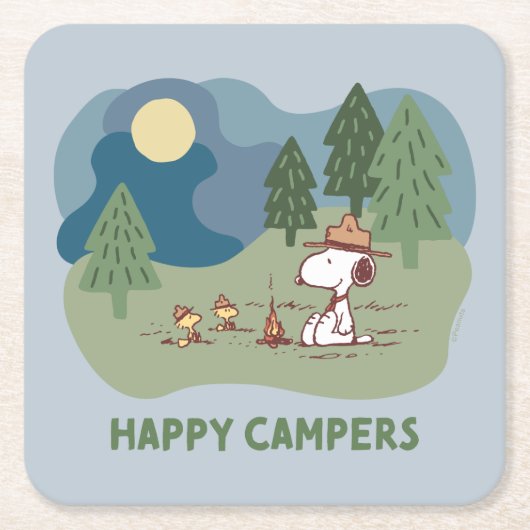 pinda's | Snoopy & Woodstock Camp Site Kartonnen Onderzetters (Voorkant)