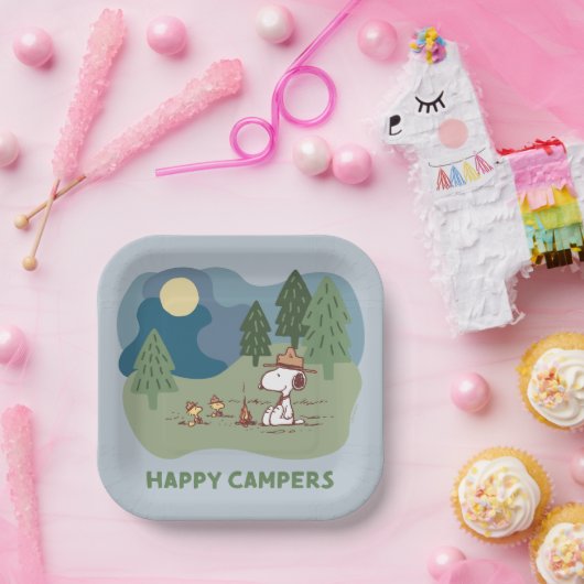 pinda's | Snoopy & Woodstock Camp Site Papieren Bordje (Feest)