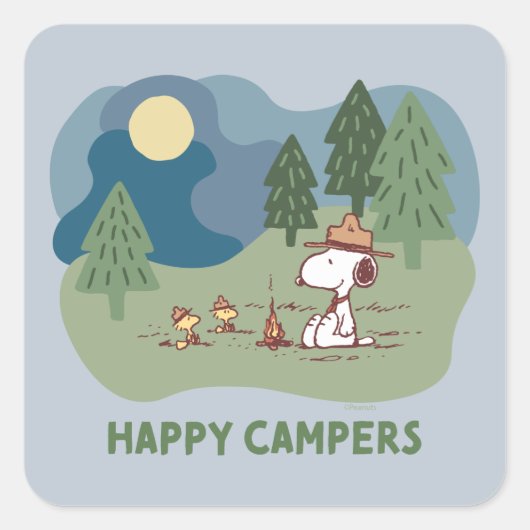 pinda's | Snoopy & Woodstock Camp Site Vierkante Sticker (Voorkant)