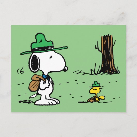 pinda's | Snoopy & Woodstock Camping Briefkaart (Voorkant)