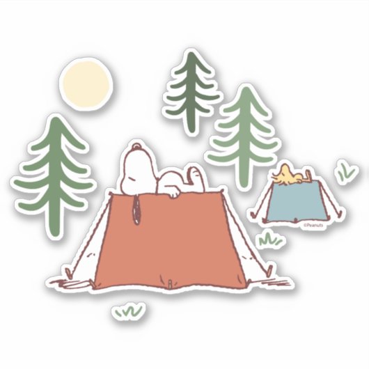 pinda's | Snoopy & Woodstock Camping Sticker (Voorkant)