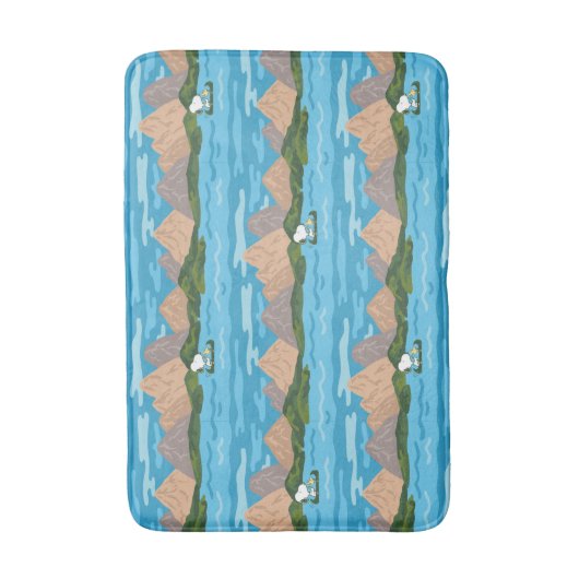 pinda's | Snoopy & Woodstock Canoe Ride Pattern Badmat (Voorkant Verticaal)