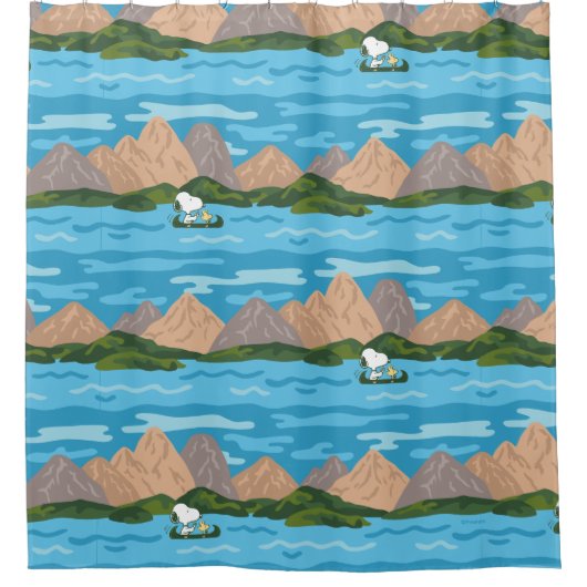 pinda's | Snoopy & Woodstock Canoe Ride Pattern Douchegordijn (Voorkant)