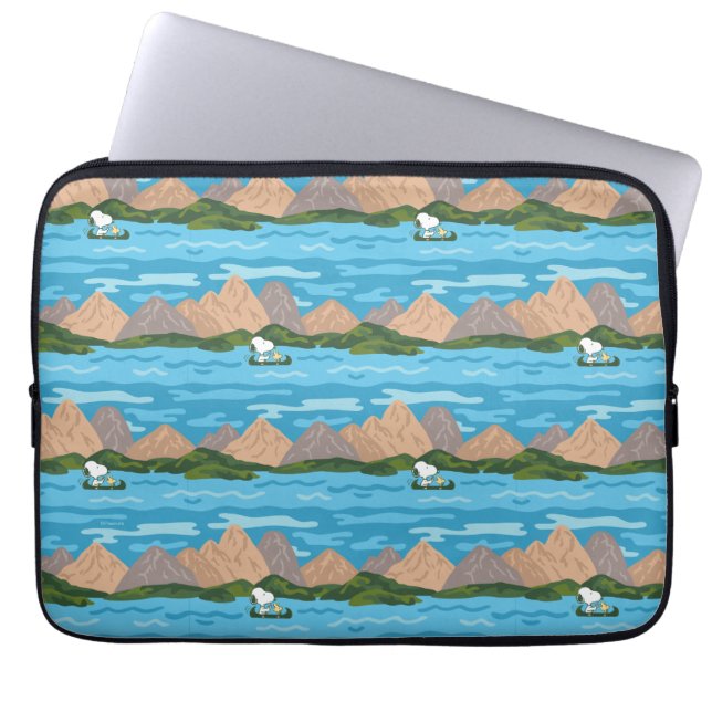 pinda's | Snoopy & Woodstock Canoe Ride Pattern Laptop Sleeve (Voorkant)