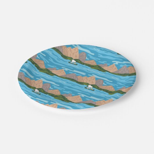 pinda's | Snoopy & Woodstock Canoe Ride Pattern Papieren Bordje (Gekanteld)