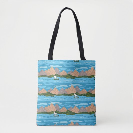 pinda's | Snoopy & Woodstock Canoe Ride Pattern Tote Bag (Voorkant)
