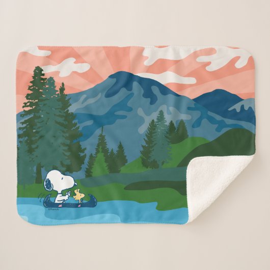 pinda's | Snoopy & Woodstock Canoe Sherpa Deken (Voorkant (horizontaal))