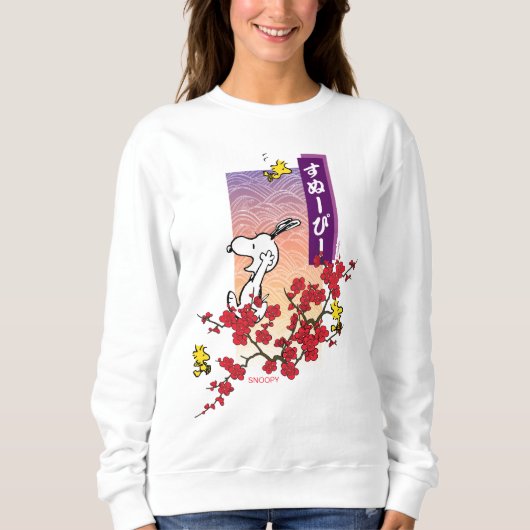 pinda's | Snoopy & Woodstock Cherry Blossom Branch Trui (Voorkant)