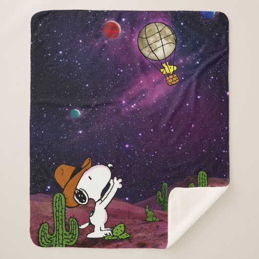 pinda's | Snoopy & Woodstock Cowboy Sherpa Deken (Voorkant)