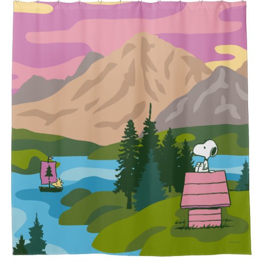 pinda's | Snoopy & Woodstock De Grote Buiten Douchegordijn (Voorkant)