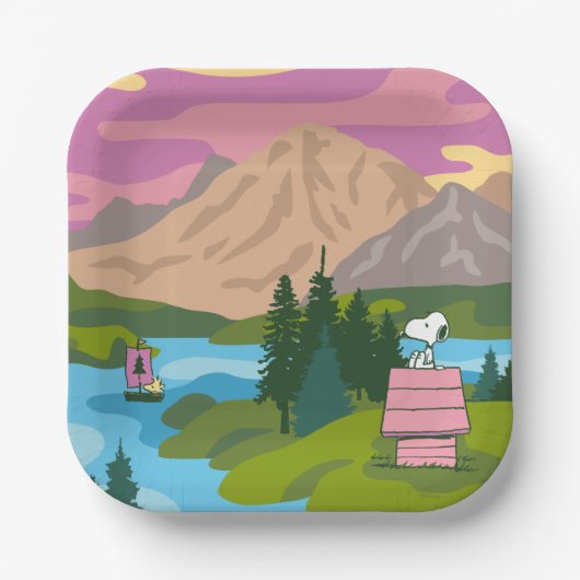 pinda's | Snoopy & Woodstock De Grote Buiten Papieren Bordje (Voorkant)