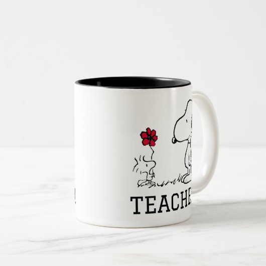 PINDA'S | Snoopy & Woodstock Docent Tweekleurige Koffiemok (Voorkant rechts)